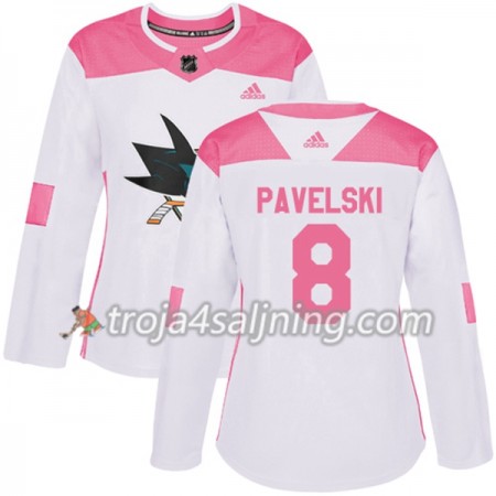 San Jose Sharks tröja Joe Pavelski 8 Vit 2017-2018 Adidas Rosa Fashion Authentic - Dame NHL Tröjor